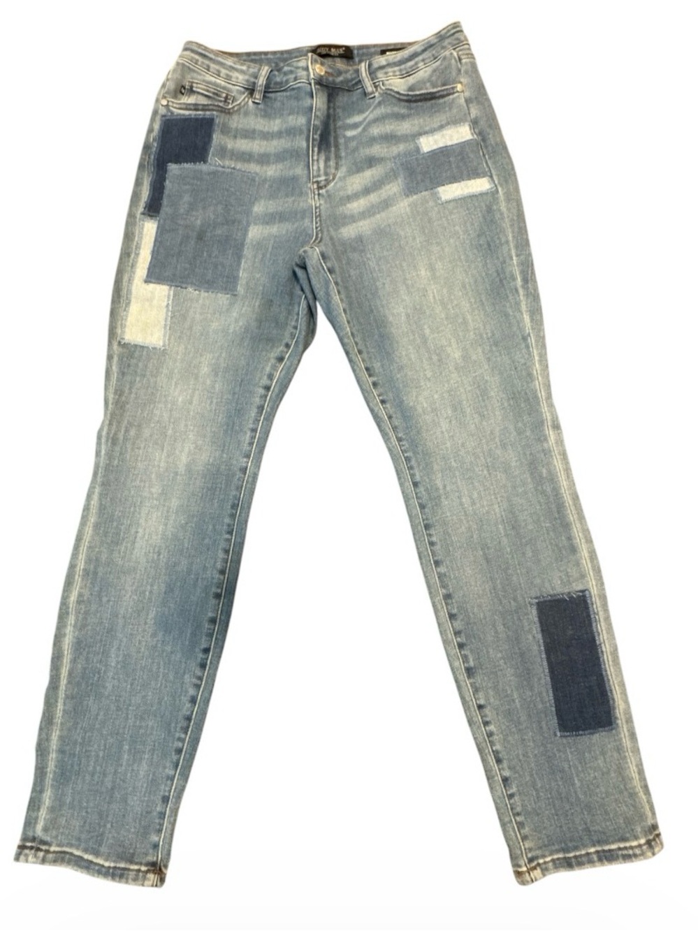 Judy Blue Light Wash Women's Patchwork Straight Leg Jeans - Blue Size 15/32